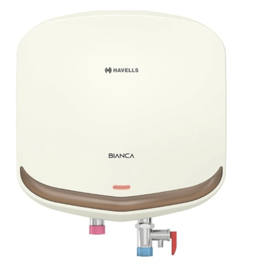 Havells Bianca 3 litre 3 KW Instant Water Heater with Flexi Pipe & 2 year comprehensive, 3 year warranty on heating element and 5 year warranty on inner container (Ivory Champagne Gold) Wall | 1 Count